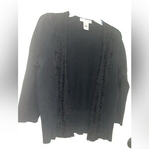 White House, Black Market Silk Black lace cardigan with ruffles Size: XL #lace